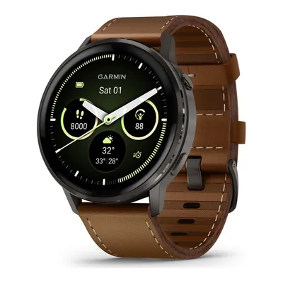 Garmin Venu 4 45 мм Black Silicone Band + Brown Leather Band