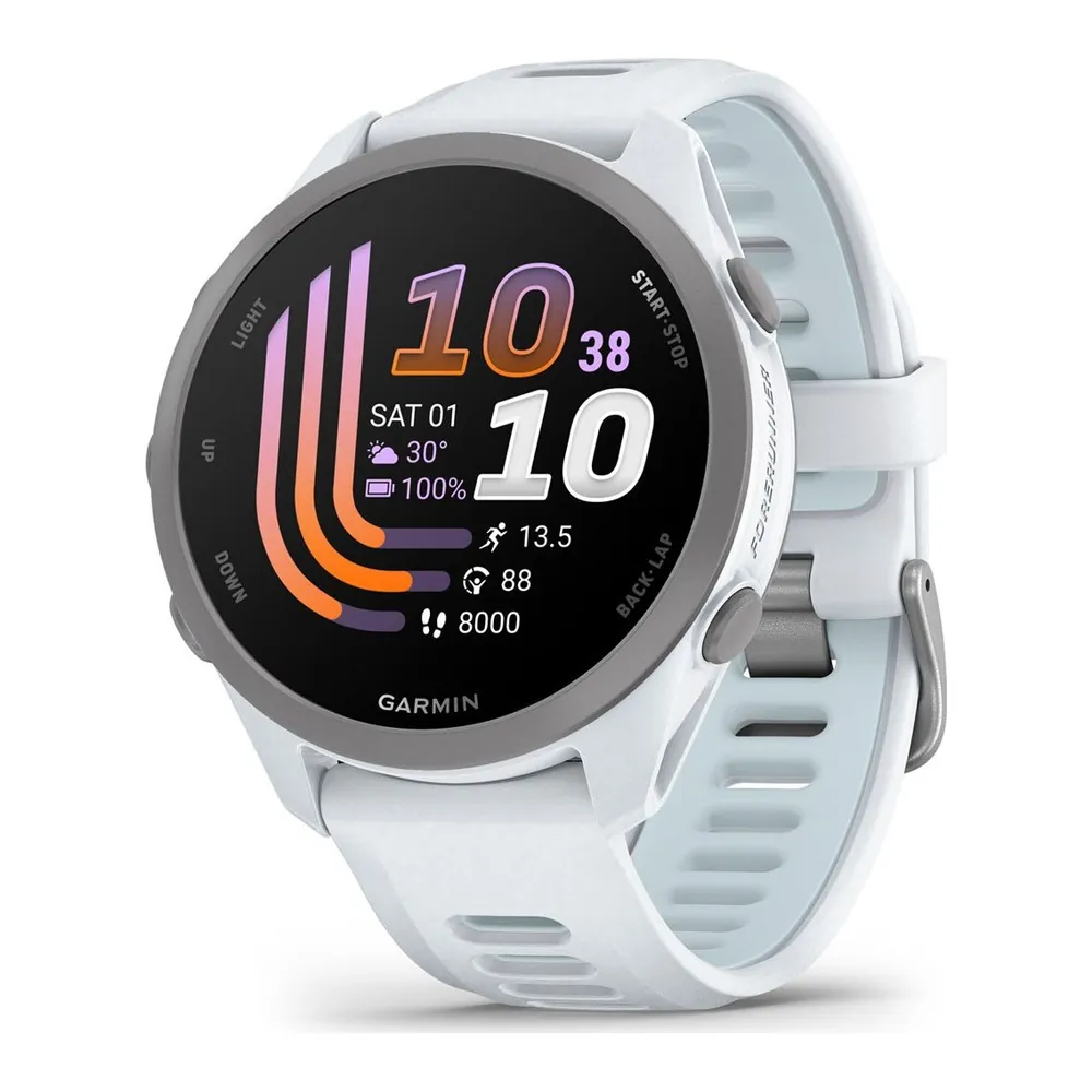 Garmin Forerunner 170 Music Whitestone/Cloud Blue — вид спереди