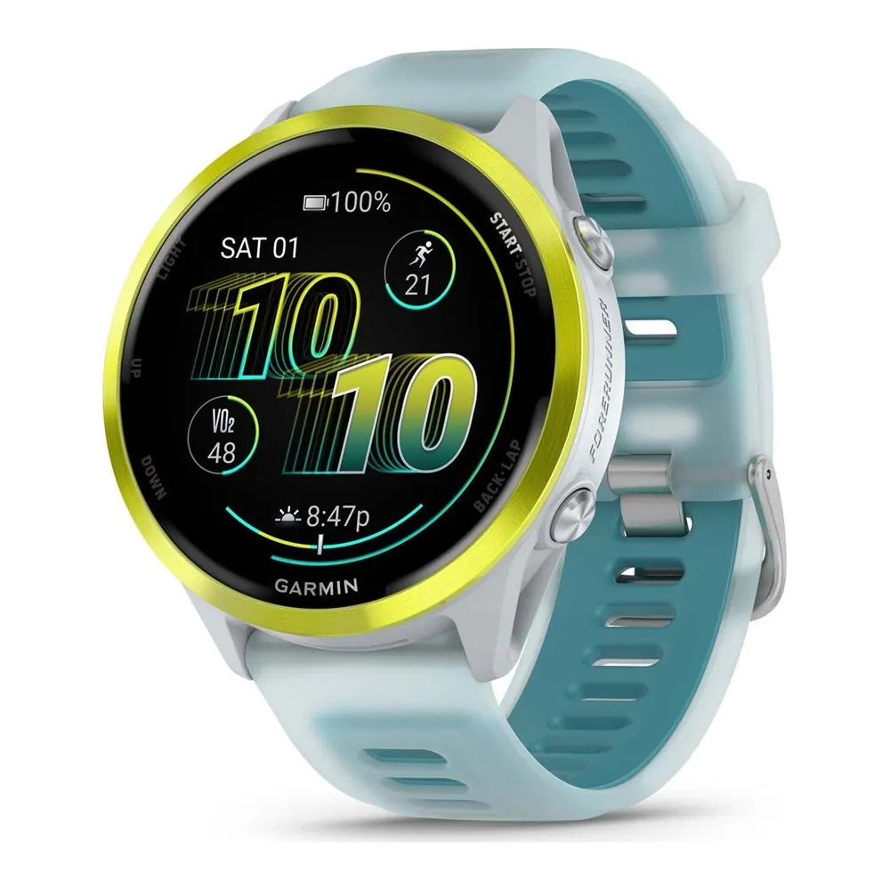 Garmin Forerunner 570 47 мм Whitestone/Amp Yellow — вид спереди