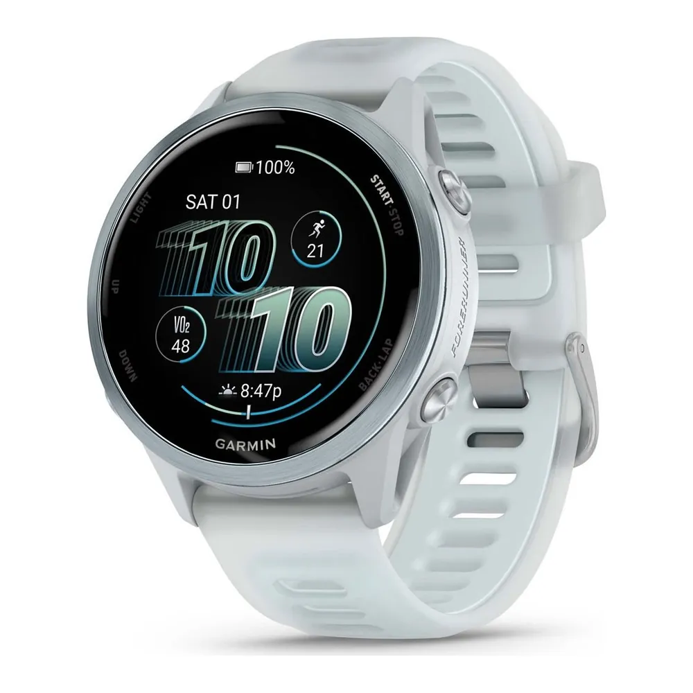 Garmin Forerunner 570 42 мм Whitestone/Cloud Blue — вид спереди