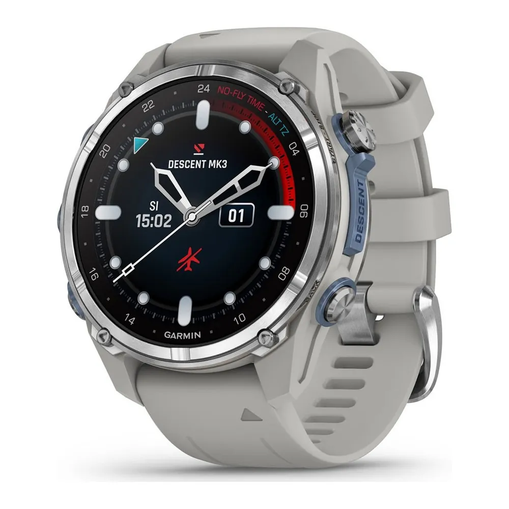 Garmin Descent Mk3 43 мм Stainless Steel/Fog Gray — вид спереди