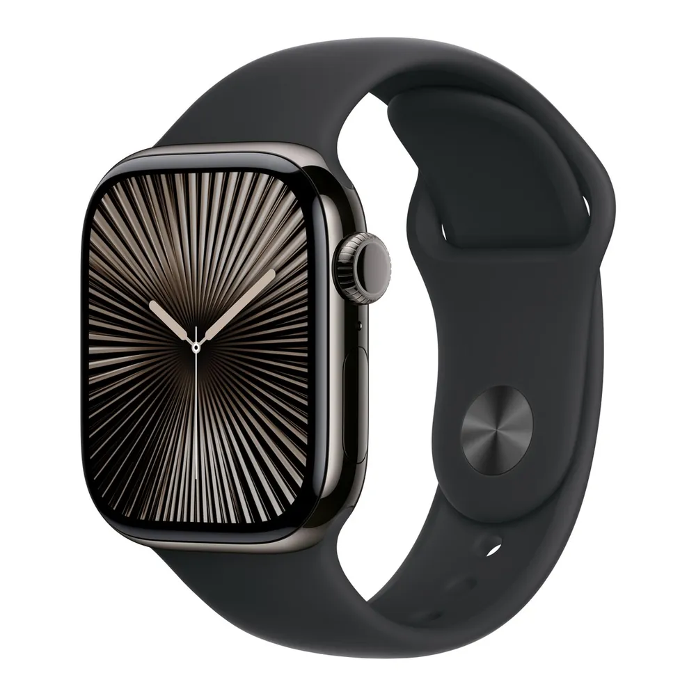Apple Watch Series 10 42 мм Sport Band Black (M/L) — вид спереди