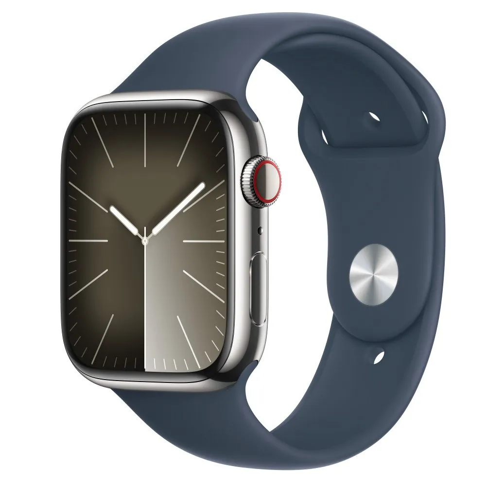 Apple Watch Series 9 45 мм Storm Blue Sport Band (S/M) — вид спереди