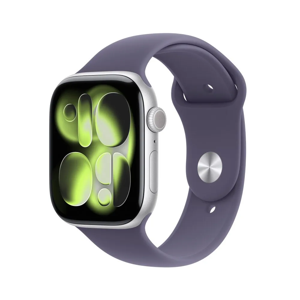 Apple Watch Series 11 46 мм Silver Sport Band Purple (M/L) — вид спереди
