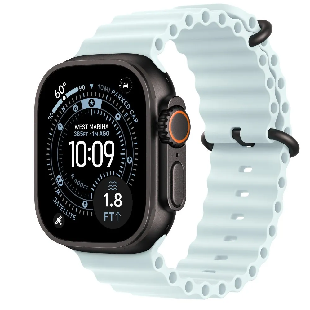 Apple Watch Ultra 2 49 мм Ice Blue Ocean Band — вид спереди
