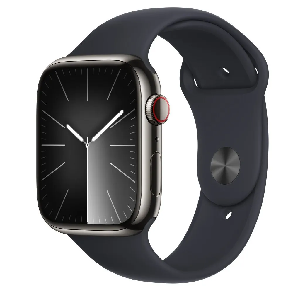 Apple Watch Series 9 45 мм Midnight Sport Band (S/M) — вид спереди